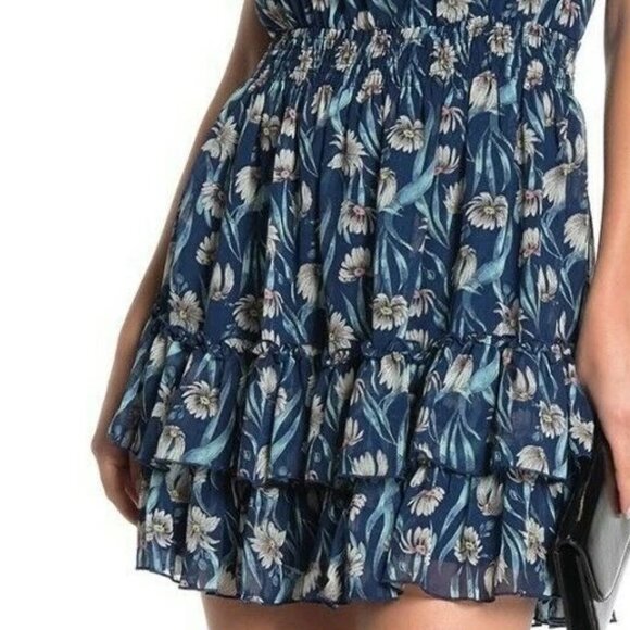 Foxiedox Women's Sleeveless Ruffle Blue Floral Print Dress Size S NWT $135.70 - Picture 9 of 11